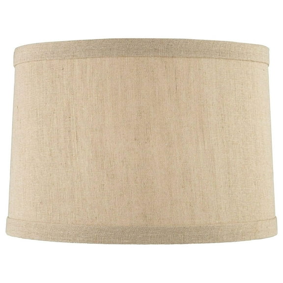 Taupe Linen Small Hardback Drum Lamp Shade 15" Top x 16" Bottom x 11" Slant x 11" High (Spider) Replacement with Harp and Finial - Exlonjet