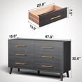 thumbnail image 5 of Queen Bed Frame & Storage Combo, Upholstered Platform Bed Frame with 4 Wood Dressers (2, 5, 8 Drawers), Dark Gray & Black, 5 of 5