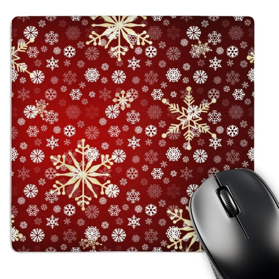 3dRose, Red and White Christmas Snowflakes - Winter Art, MousePad