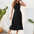 thumbnail image 4 of Rvkxad Womens Summer Dresses Clearance Under $10 Sleeveless Casual Spring Dress Empire Waist Maxi Long Tie Front A-Line Flowy Casual Smocked Dresses Black XXL, 4 of 5