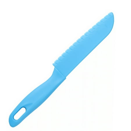 

2Pcs Kids Cooking Sets Real Plastic Safe for Fruit Bread Serrated Dishes Cutting Ergonomic Handles Culinary Accessories blue
