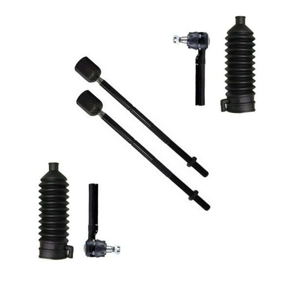 6 Pc Front Steering Tie Rod Ends Rack & Pinion Bellow Boots Kit Fits select: 1994-2004 FORD MUSTANG