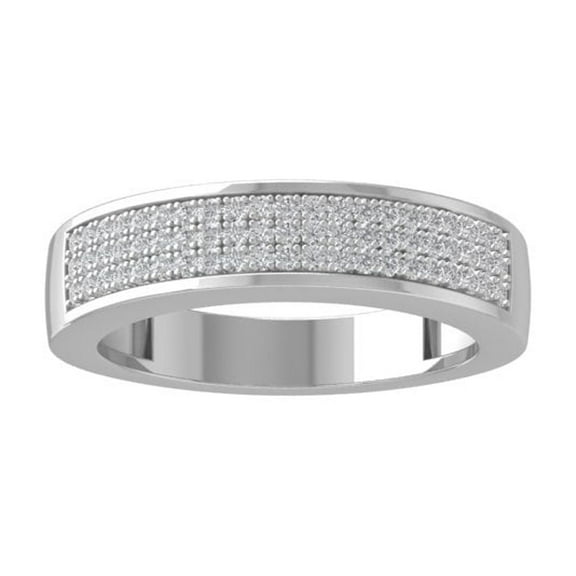 ARAIYA FINE JEWELRY 10K White Gold Diamond Wedding Band Ring (1/4 cttw, I-J Color, I2-I3 Clarity) Size 8.5