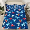 thumbnail image 2 of Manfei 3D Airplane Twin Sheet Sets,American Aircraft Twin Fitted Sheet,Red Blue Flat Sheet For Teens,Luxury Bedroom Decor,3 Pieces, 2 of 7