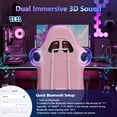thumbnail image 6 of Mr IRONSTONE Gaming Chair with Bluetooth Speakers and RGB LED Lights, Ergonomic Massage Computer Chair with 3D Armrests and Footrest, Pink/White, 6 of 8