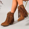 thumbnail image 4 of SACFOF Cowboy Boots for Women Ankle Western Fringe Booties Low Heel Rivet Boots, 4 of 6