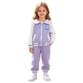 thumbnail image 3 of Xyant Clothes for Toddler Baby Girls 2 Piece Pants Set Fall Winter Soft Fleece Zip Up Sweatshirt and Jogger Sweatpants for Little Girls (Purple,7-8 Years), 3 of 8