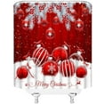 thumbnail image 3 of Merry Christmas Shower Curtain Red Christmas Ball Berry White Xmas Snow Pine Fir Branch Leaf Winter Holiday Glittering Bling Happy New Year Fabric Bathroom Curtain Set Decor with Hook, 3 of 4