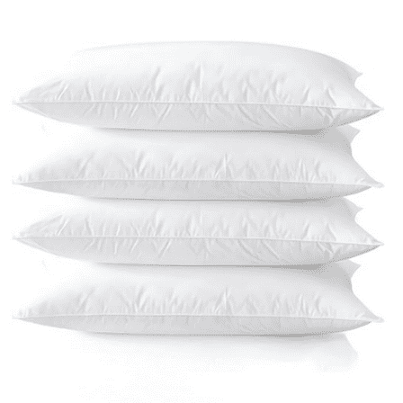 Medium Support Bed Pillows Queen Size Set of 4 Pack for  20"x30", Hypoallergenic Skin Friendly Down Altative Filling for Side Stomach Back S per Machine Washable