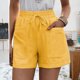 thumbnail image 4 of Pantalones cortos con cordón de mujer Cintura alta Casual Pierna ancha suelta Lace Up Shorts con bolsillos para verano amarillo S, 4 of 6