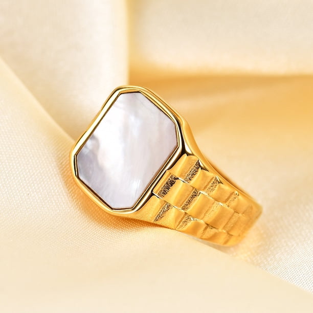 Anillo de acero inoxidable con forma de fritillaria cuadrada irregular de estilo europeo y americano, cadena de reloj vintage, anillo de acero de titanio 304