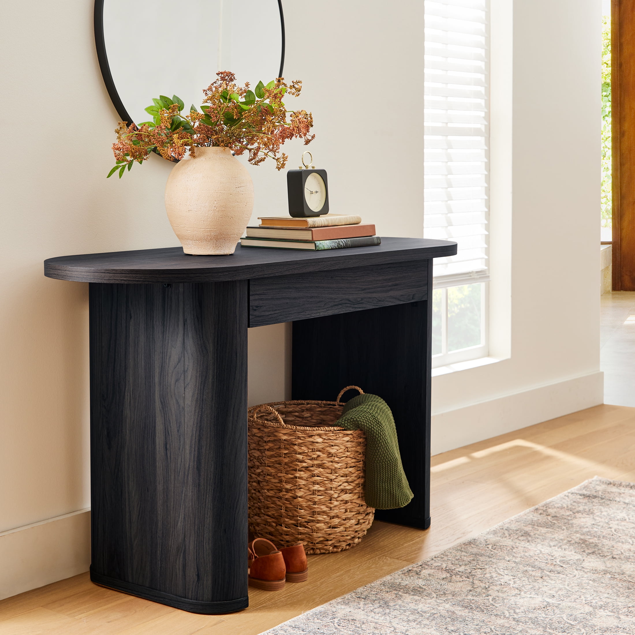 Better Homes & Gardens Juliet Oval Writing Desk, Rich Black Finish