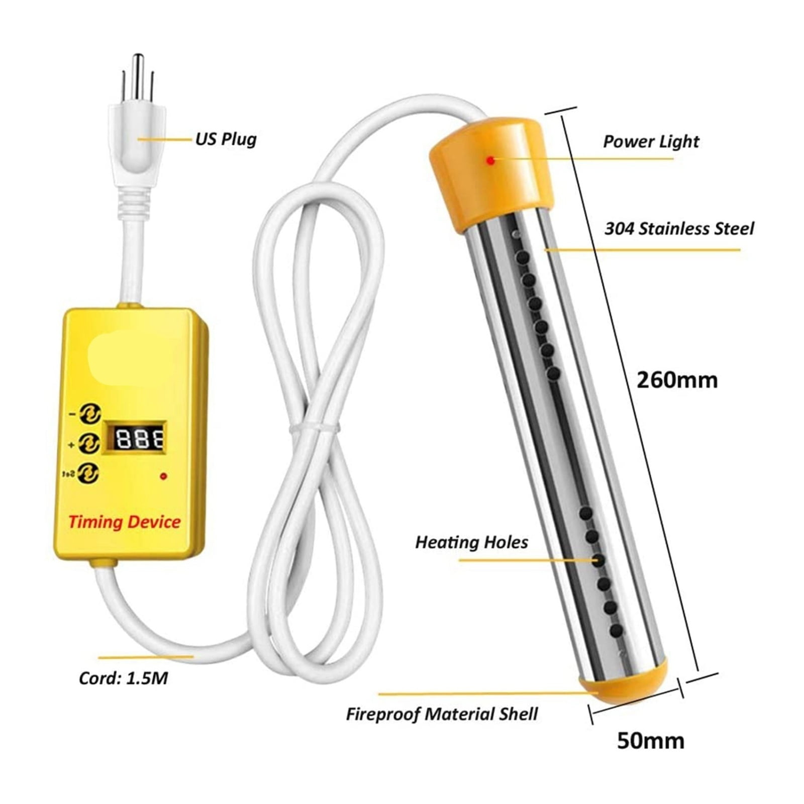 Black Electric Heater Boiler Water Heating Elements Portable Immersion Swimming Pool ,Safety Design
