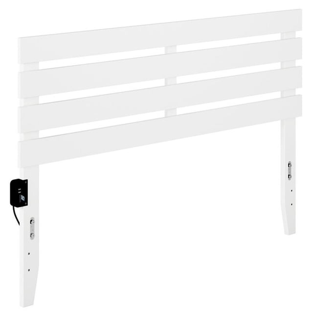 Pemberly Row Tête de Lit Grand Moderne en Bois Massif avec Chargeur USB, Blanc