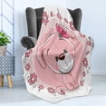 thumbnail image 4 of Dog Soft Flannel Fleece Throw Blanket, Little Puppy Daisy Flowers Cheerful Domestic Pet Girls, Cozy Plush for Indoor and Outdoor Use, 60" x 80", Pale Pink Coral White, by Ambesonne, 4 of 5