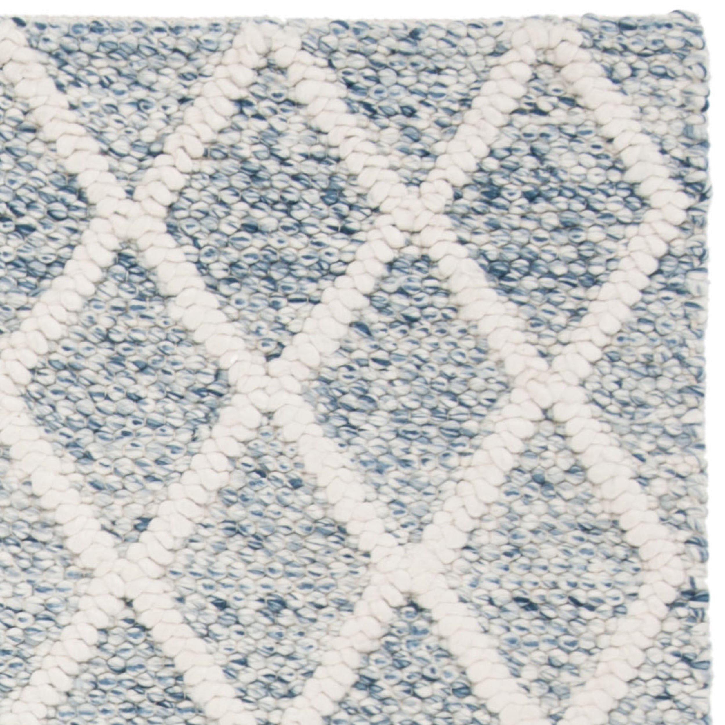 SAFAVIEH Natura Olgica Geometric Diamonds Area Rug, Ivory/Blue, 6' x 6' Square