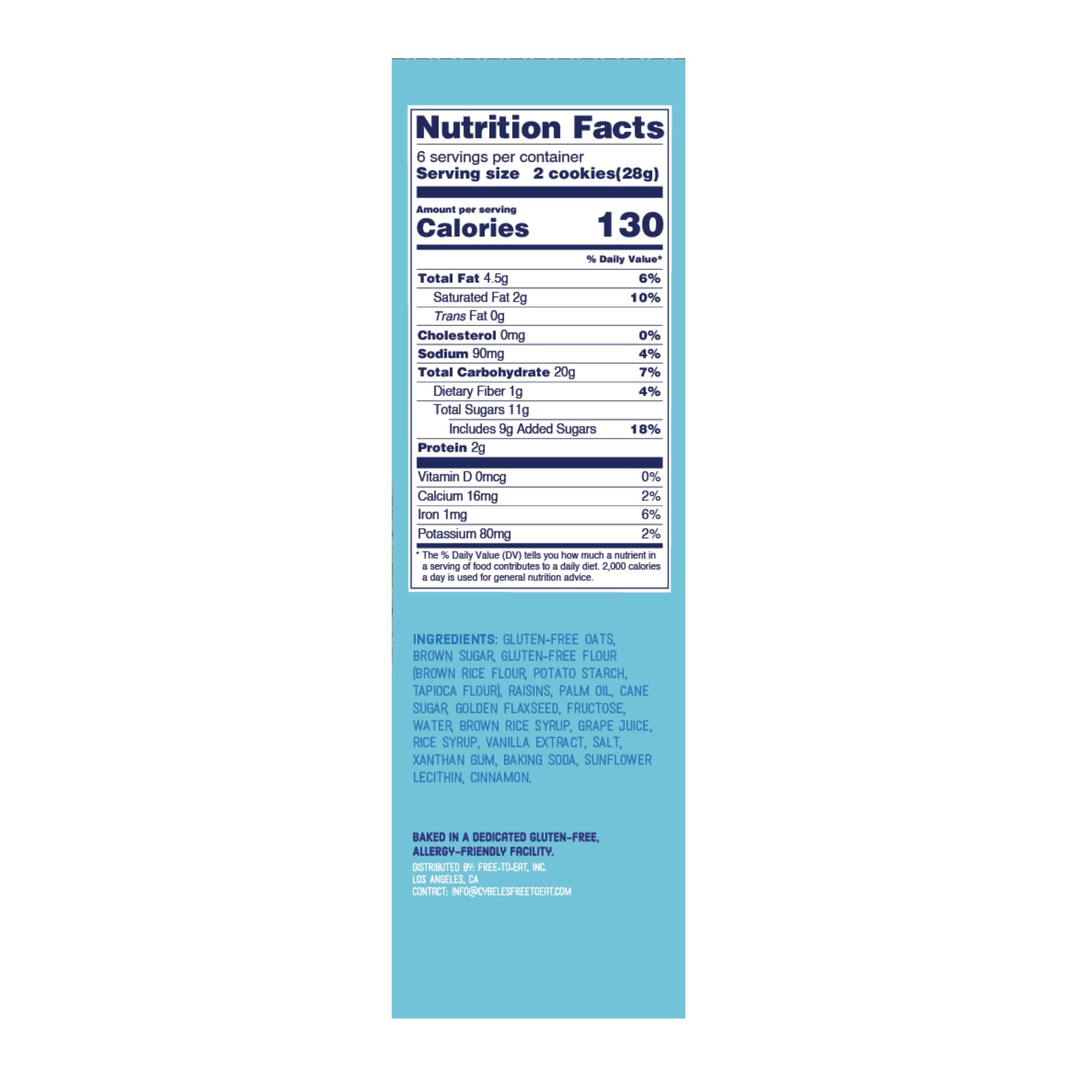 (2 pack) Cybele’s Free to Eat, Gluten-Free & Vegan, Soft-Baked, Oatmeal Raisin Cookies, 6oz, 12 Count
