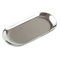 Hemoton Nordic Style Oval Jewelry Storage Serving Tray Platter Stainless Steel Snack Tray Metal Storage Home Organizer(Large,Silver)