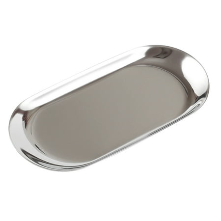 

Nordic Style Oval Jewelry Storage Serving Tray Platter Stainless Steel Snack Tray Metal Storage Home Organizer(Large Silver)