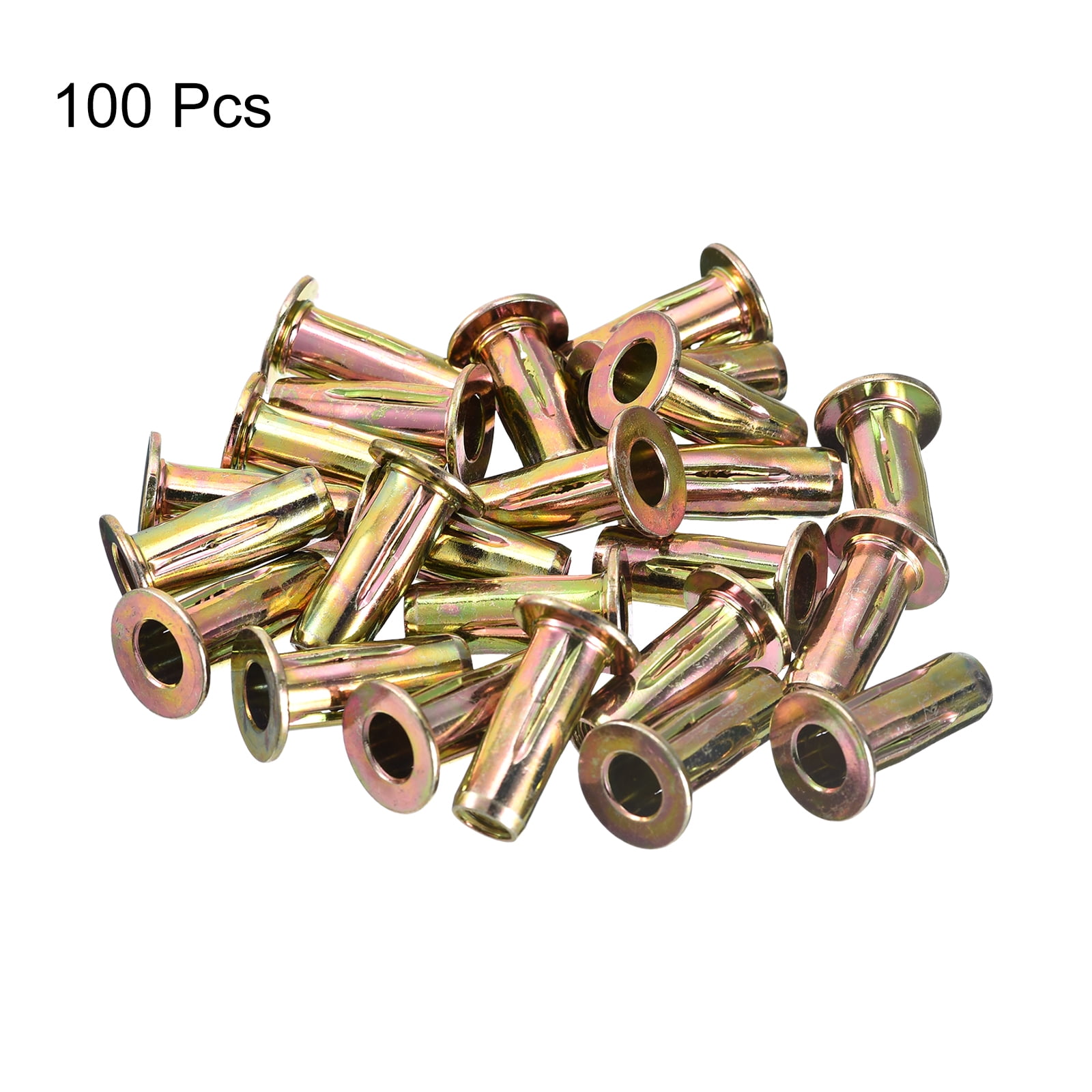 5/16-18 Multi-Grip Rivet Nuts, 100 Pack Pre-Bulbed Shank Insert Nut Gold Zinc