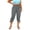 Gray, variant on Womens Plus Size Capri Pants, Below the Knee Side Split Elastic Waist Casual Summer Capris with Pockets Green Size XL