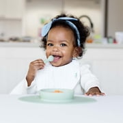 ezpz First Foods Set (Sage) - 100% Silicone Suction Bowl, 2oz Cup, Tiny Spoons - Designed by a Pediatric Feeding Specialist - 6 Months+