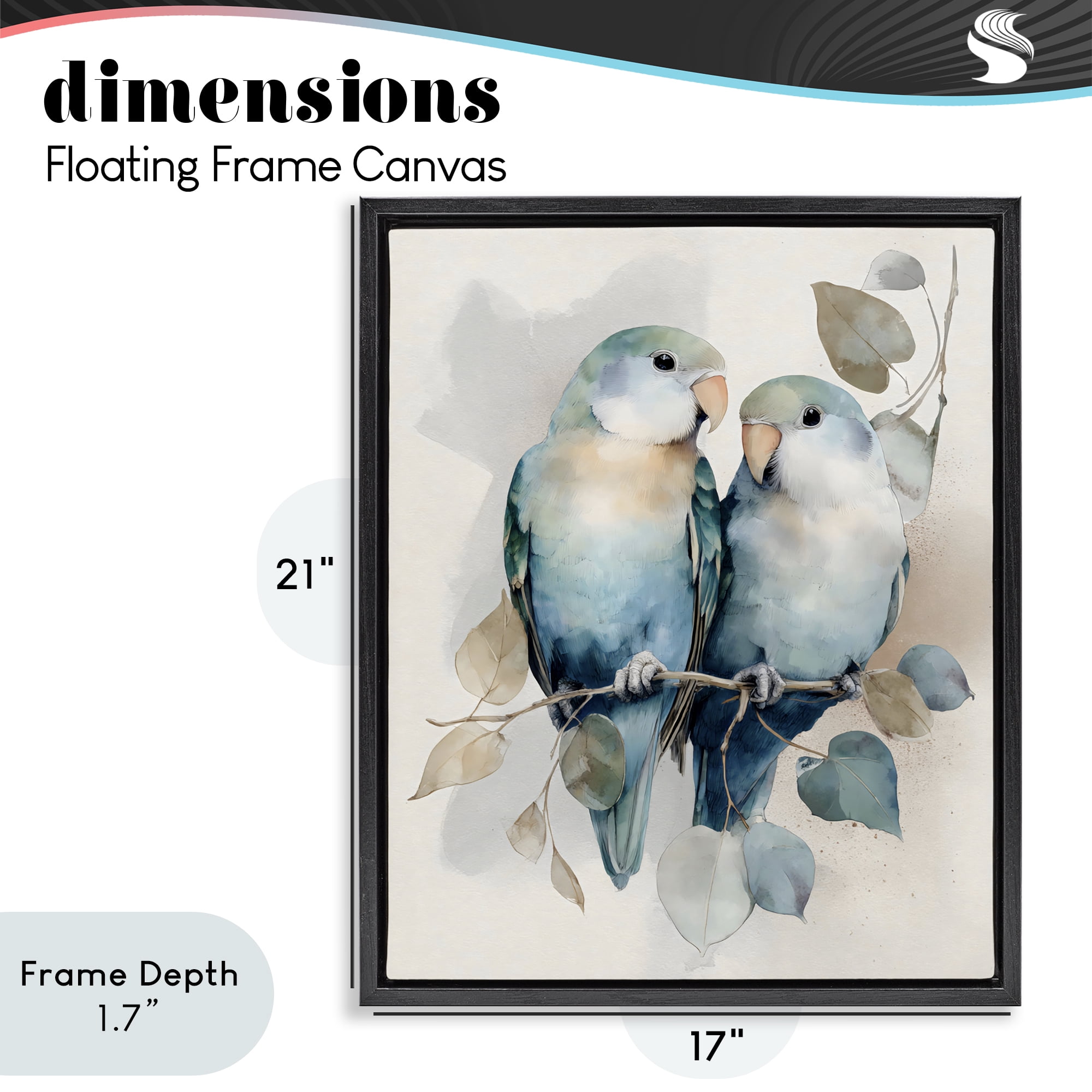 Stupell Industries Blue Bird Lovers Black Framed Floater Canvas Wall Art, design by Franklyn Gregory
