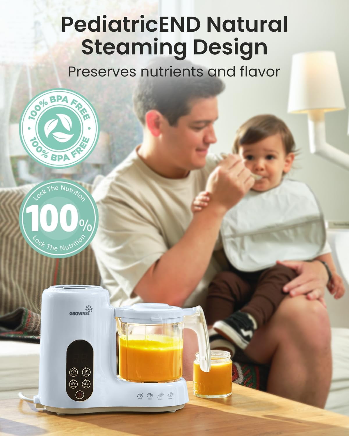 Food Maker with Steam Basket, One Step Processor Steamer Puree Blender Grinder Mills , Auto Cooking Grinding and Sterilizing for Healthy Homemade  Food, Blue