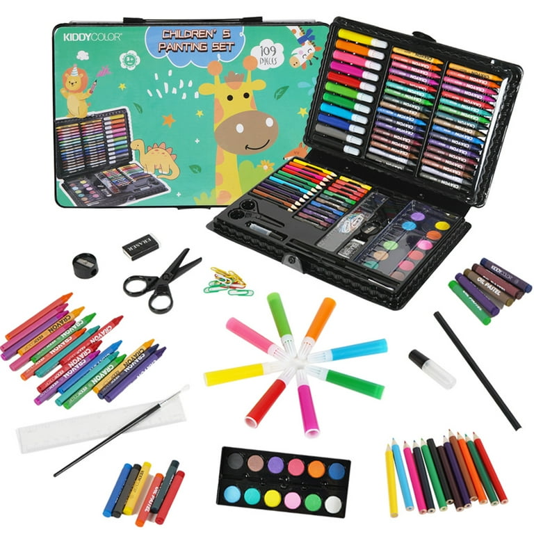 Kiddycolor 109 Piece Deluxe Art Creativity Set Arts and Crafts Kit for Beginners, Gift for Children