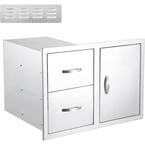Stainless steel gabinete door y cajón combo: left cajón, right trash door - 28\
