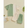 thumbnail image 4 of Biekopu Toddler Boys Summer Outfits Contrast Color Short Sleeve T-Shirts Tops and Elastic Waist Shorts 2Pcs Clothes Set, 4 of 9