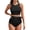Black, variant on Women High Waisted Bikini Set Racerback Swimsuit Two Piece Bathing Suit High Neck Swimwear Wine Red L