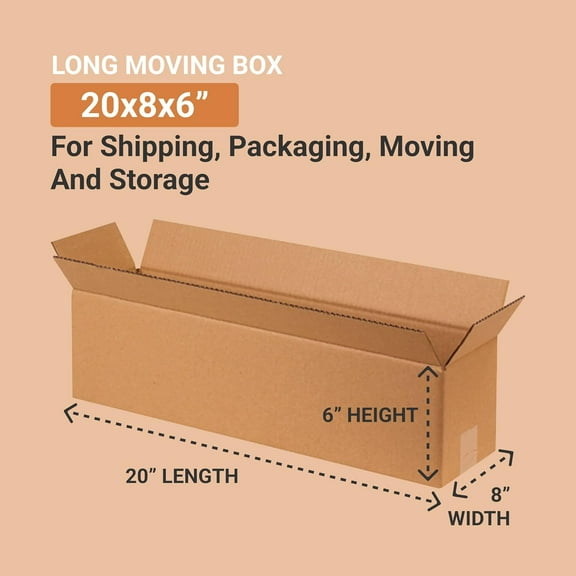 AVIDITI Shipping Boxes Large 20"L x 8"W x 6"H, 25-Pack | Corrugated Cardboard Box for Packing, Moving and Storage 20x8x6 2086