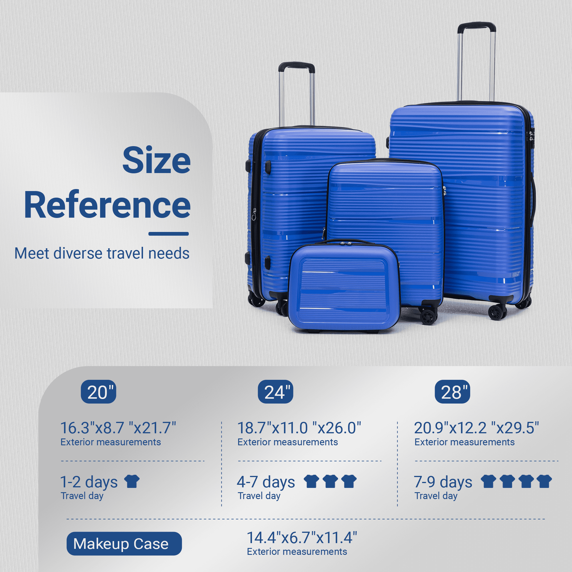 Rosamo 4-Piece Hardside Luggage Set, Expandable Rotating Luggage Compartment With TSA Lock, Lightweight Rolling Luggage Set