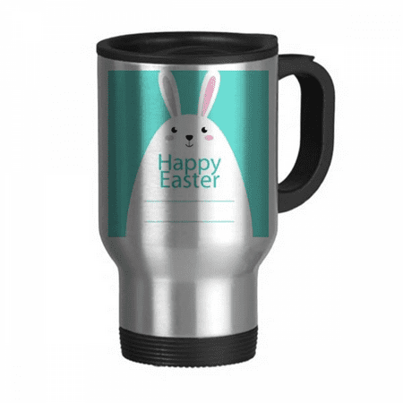 

Happy Easter Festival Blue Bunny Pattern Travel Mug Flip Lid Stainless Steel Cup Car Tumbler Thermos