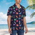 thumbnail image 3 of Pofeuu Space Dinosaur Print Hawaiian Shirt for Men Sleeves Casual Button Down Summer Beach Dress Shirts T-Shirts,X-Large, 3 of 7