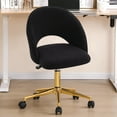 thumbnail image 3 of Furniliving Modern Rolling Mid-Back Armless Office Chair Swivel Upholstered Task Chair Open Curved Vanity Chair for Living Room Bedroom, Black, 3 of 10