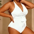 thumbnail image 7 of Stamzod Womens Plus Size Swimsuit Tummy Control One Piece Bathing Suit Criss Cross Halter Swimwear White XXL, 7 of 7