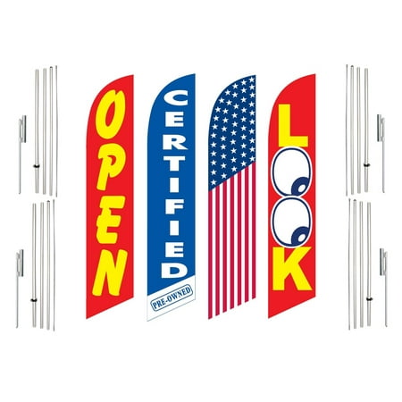 4 Swooper Flags With 4 Pole Kits Open Certified Pre Owned America Look