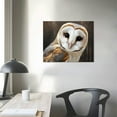 thumbnail image 3 of COMIO  - Canvas Wall Art - Common Barn Owl (Tyto Albahead) Head Close Up - Gallery Wrap Modern Home Art, 3 of 4