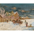 thumbnail image 2 of Konstantin Alexeevich Korovin 24x20 Black Ornate Framed Double Matted Museum Art Print Titled: Winter Landscape, 2 of 5