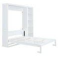 thumbnail image 5 of Queen Size Murphy Bed Wall Bed with  Side Cabinet Storage Shelves, Wood Foldable Platform Bed Vertical Wall for Bedroom Guest Room Home Office, White, 5 of 8