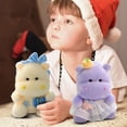 thumbnail image 4 of Hippo Plush Toy Stuffed Hippopotamus with Lace Dress and Bow,Soft Animal Doll Cuddly Companion Figurine for Bedroom Decor,Random Color, 4 of 6