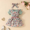 thumbnail image 2 of KPOPLK Baby Girl Clothes Short Sleeve Romper Suspender Skirt Overall Dress Cute Baby Girl Summer Outfit(Green&1,0-3 Months), 2 of 9