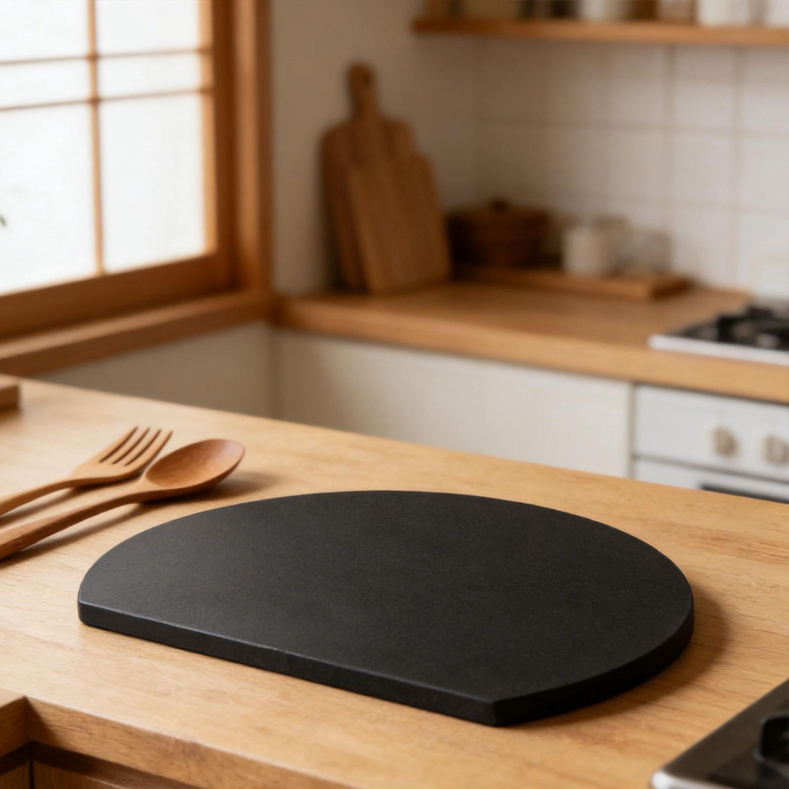 Dualoai Chopping Board Convenient Half Round Cutting Mat for Fruits Vegetables Meats Black S