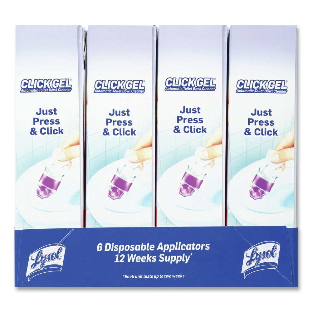 (4 pack) (4 pack) Lysol® Click Gel Automatic Toilet Bowl Cleaner, Gel Toilet Bowl Cleaner, For Cleaning and Refreshing, Brand New Day – Lavender Fields Scent, 6 applicators