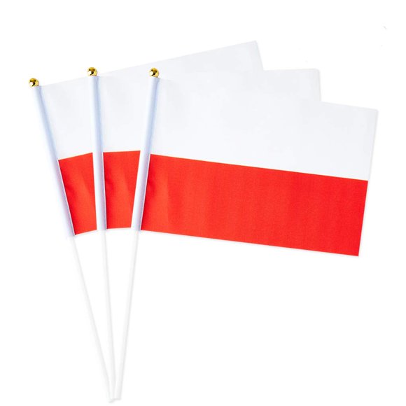 Poland Flag Polish Small Stick Mini Hand Held Flags Decorations 1 Dozen (12 pack)