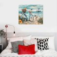 thumbnail image 5 of ARISTURING Beach Canvas Wall Art Bicycle Fence Floral Pictures Ocean Painting Print Coastal Theme Living Room  20x16in, 5 of 6