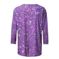 thumbnail image 6 of Sequin 3/4 Sleeve Shirts for Women Summer Party Tops Fashion Casual Crewneck Tee Shirt Comfy Blouse, 6 of 6