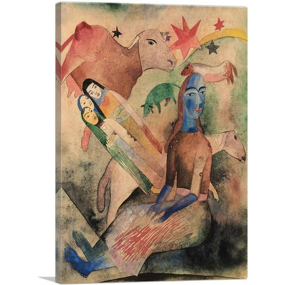 ARTCANVAS Annunciation 1919 Canvas Art Print by Heinrich Campendonk - Size: 12" x 8" (0.75" Deep)